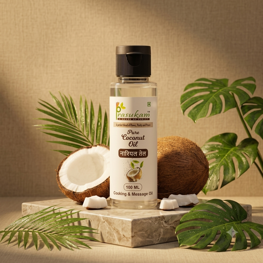 Prasukam Pure Coconut Oil  100ML(Cold Pressed + Single Pressed)