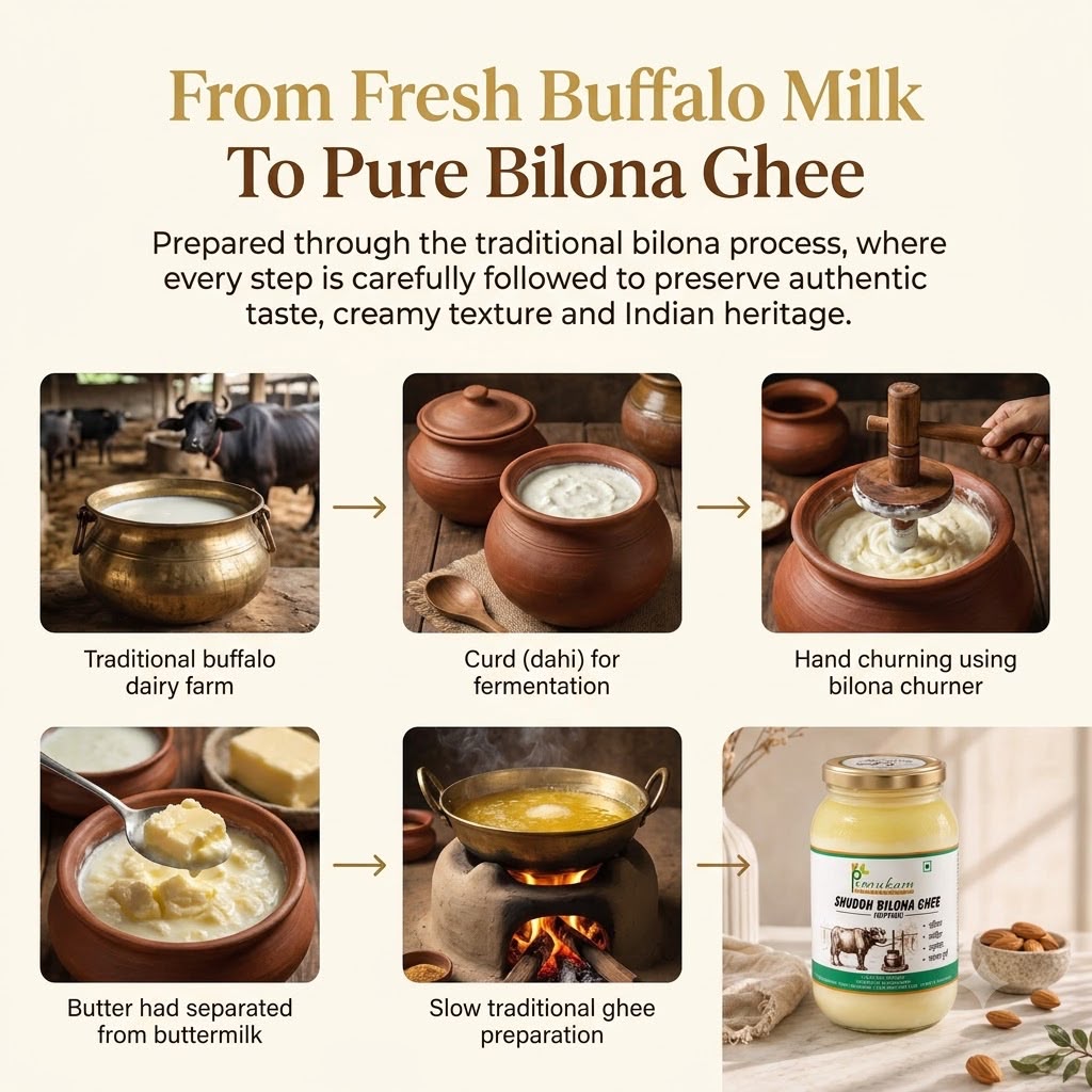 Prasukam Shuddh Buffalo Bilona Ghee (Maryadit) – 1 Litre | Hand-Churned | No Preservatives