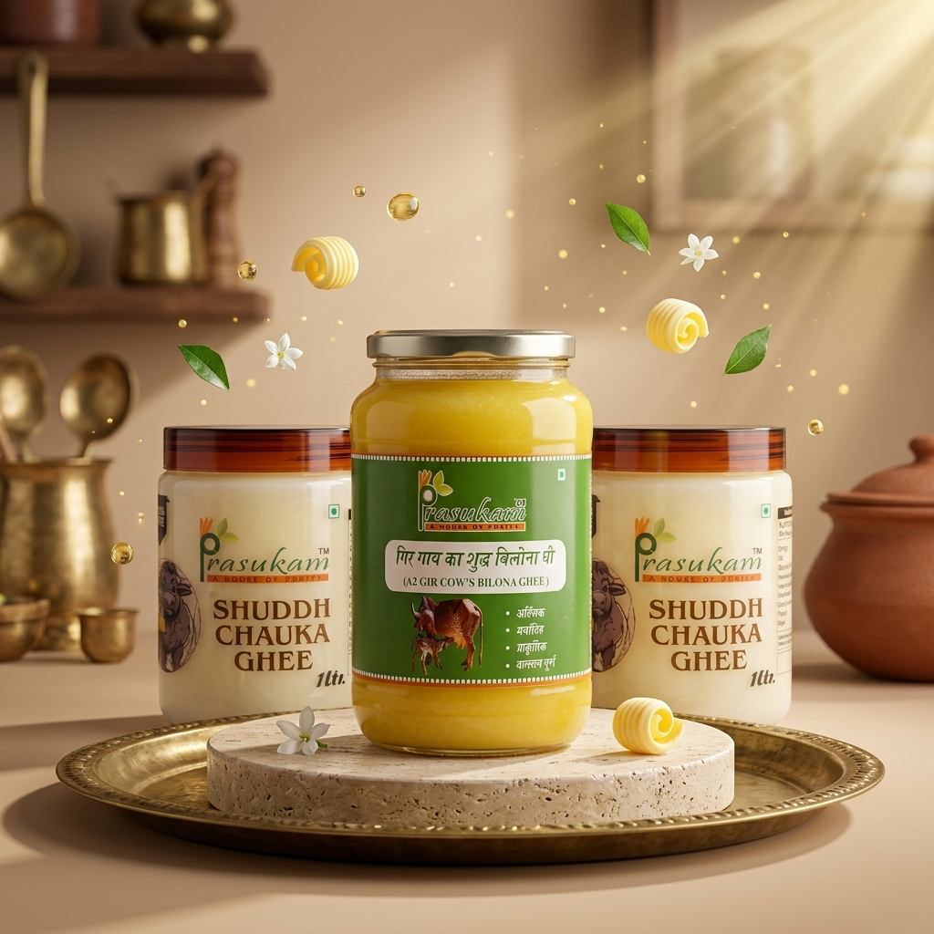 Prasukam 2 Ltr. Shudh Chauka Ghee + 1 Ltr A2 Gir Cow Ghee ( Combo)