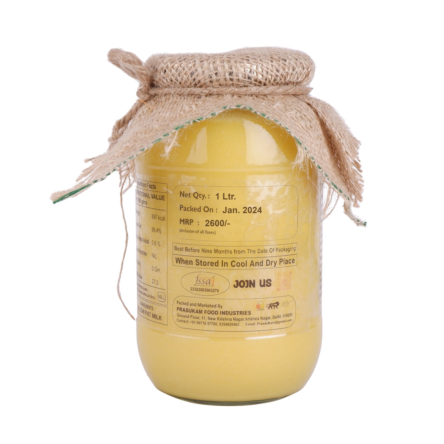 Cow Ghee A2 Bilona (1Ltr)