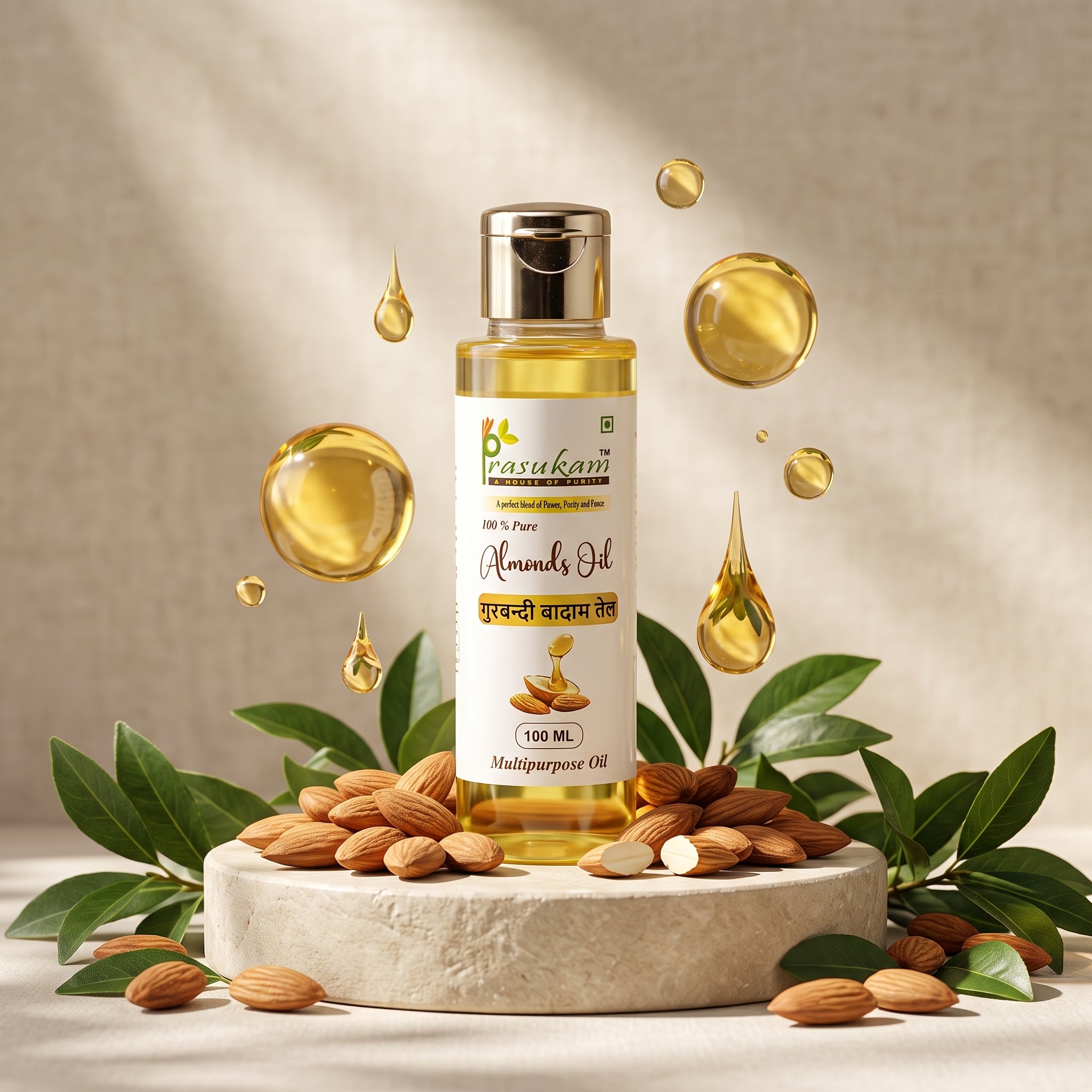 Prasukam Pure Gurbandi Almond Oil (Cold Pressed + Single Pressed)
