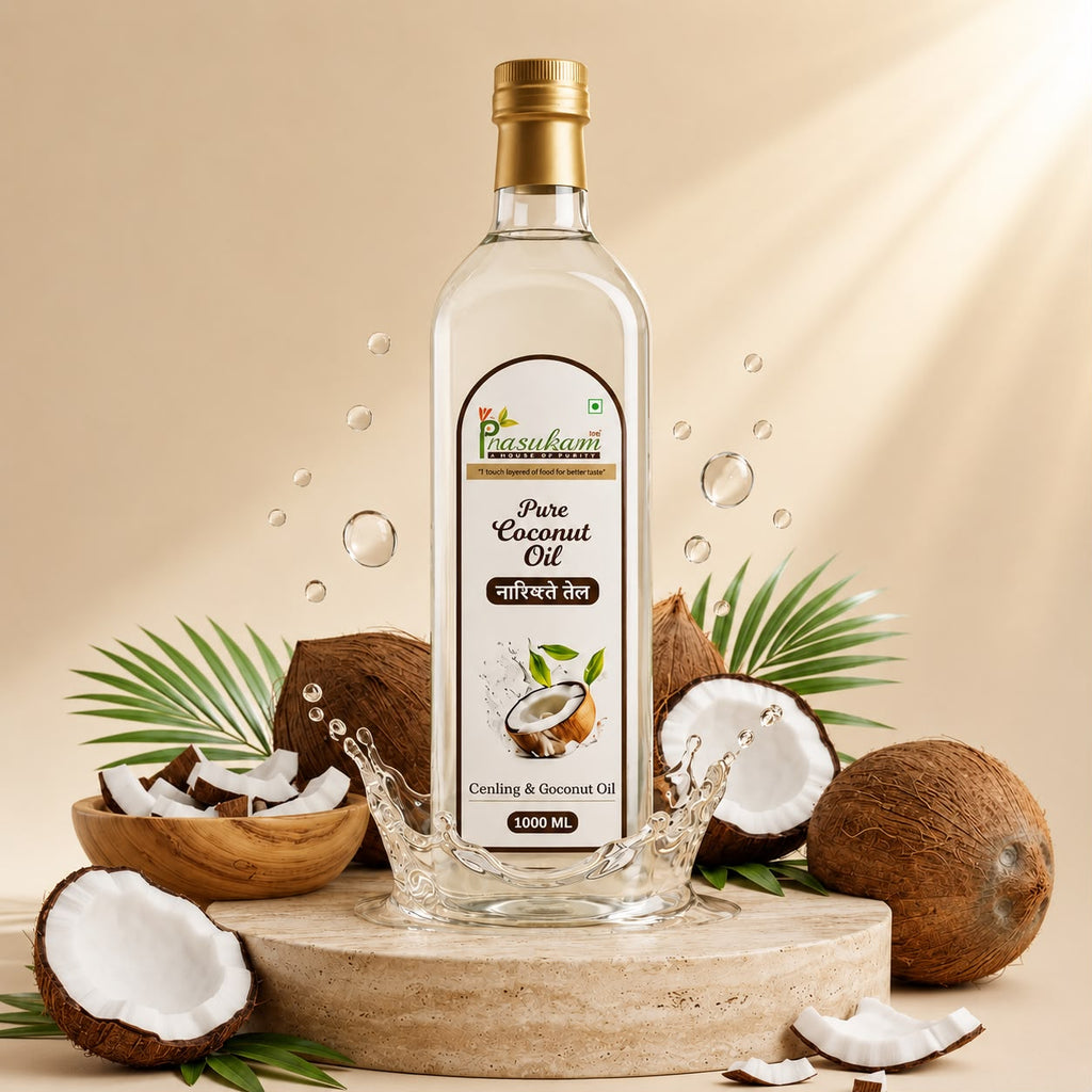 Prasukam Pure Coconut Oil 1 LTR (Cold Pressed+Single Pressed) 1 LTR