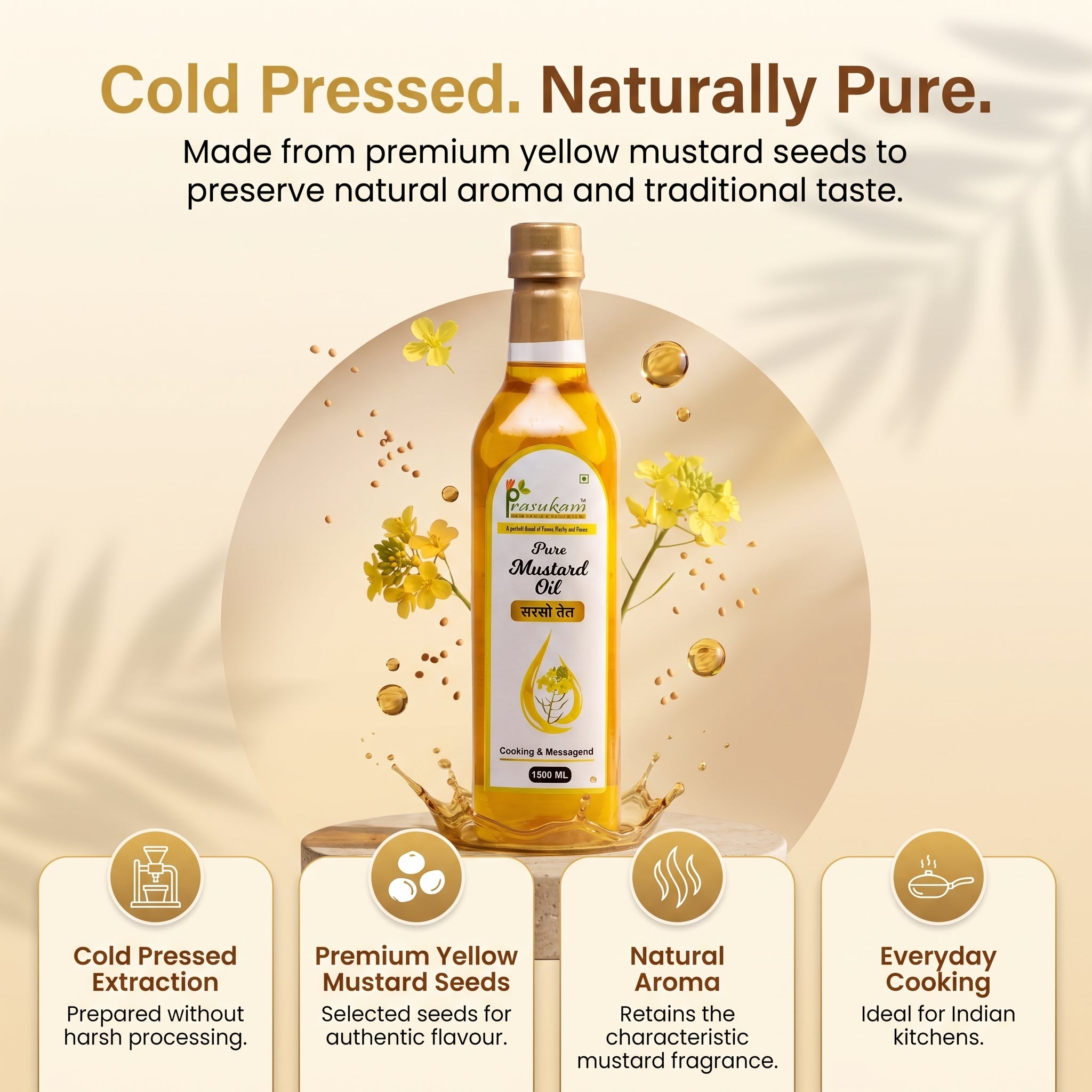 Prasukam Mustard Oil (Cold Pressed + Single Pressed) 1 LTR