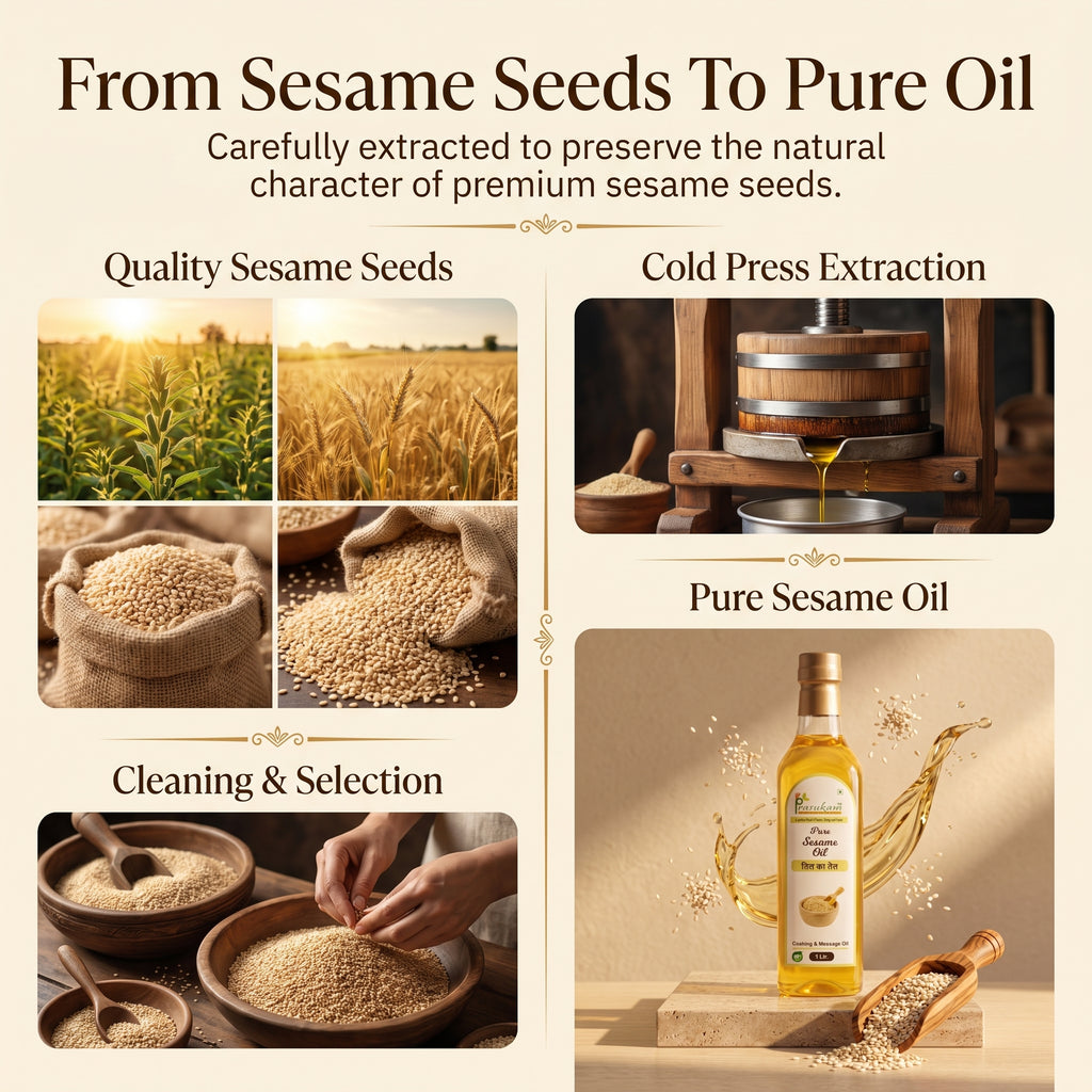 Prasukam White Sesame Oil (Cold Pressed + Single Pressed) 1 LTR