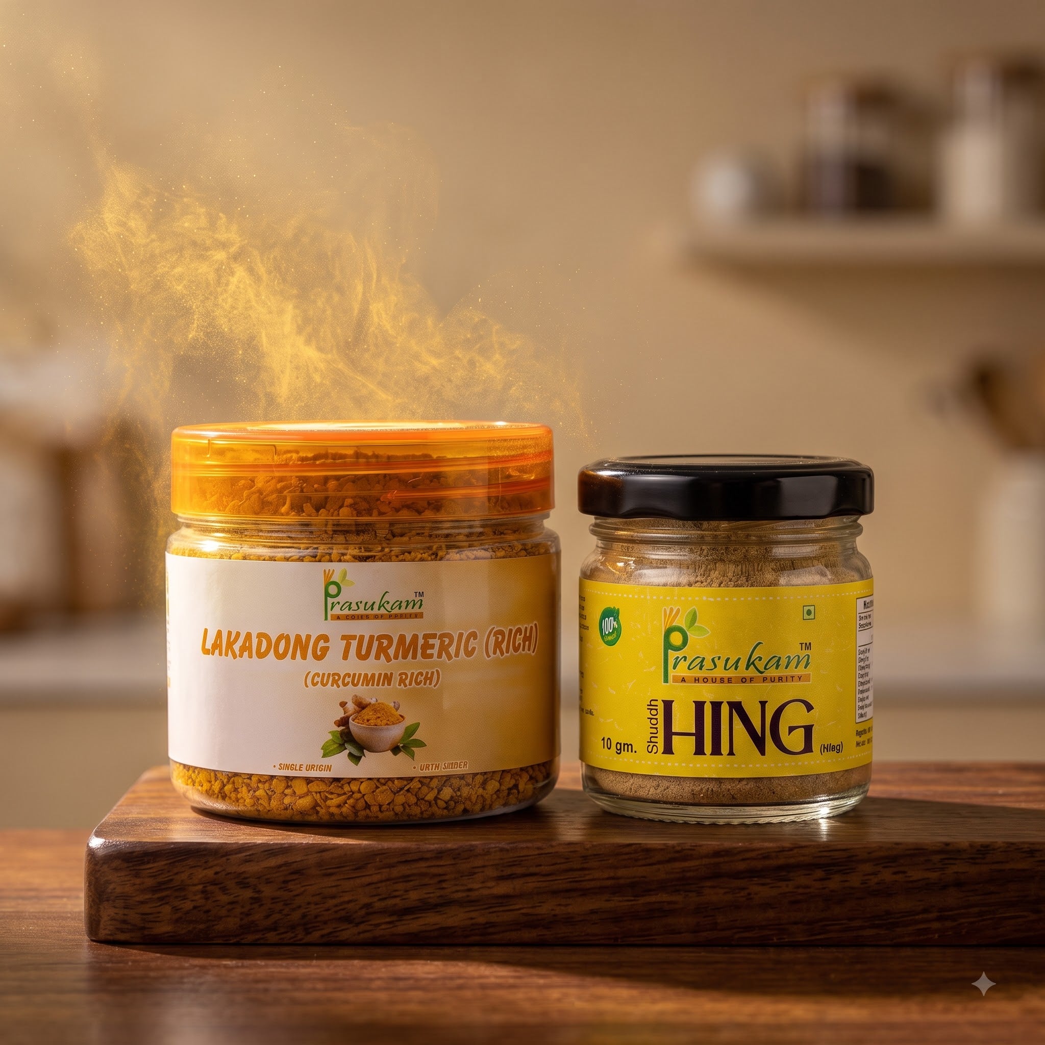 Prasukam Turmeric + Hing Duo | Lakadong Turmeric 175g + Shuddh Hing Granules 10g