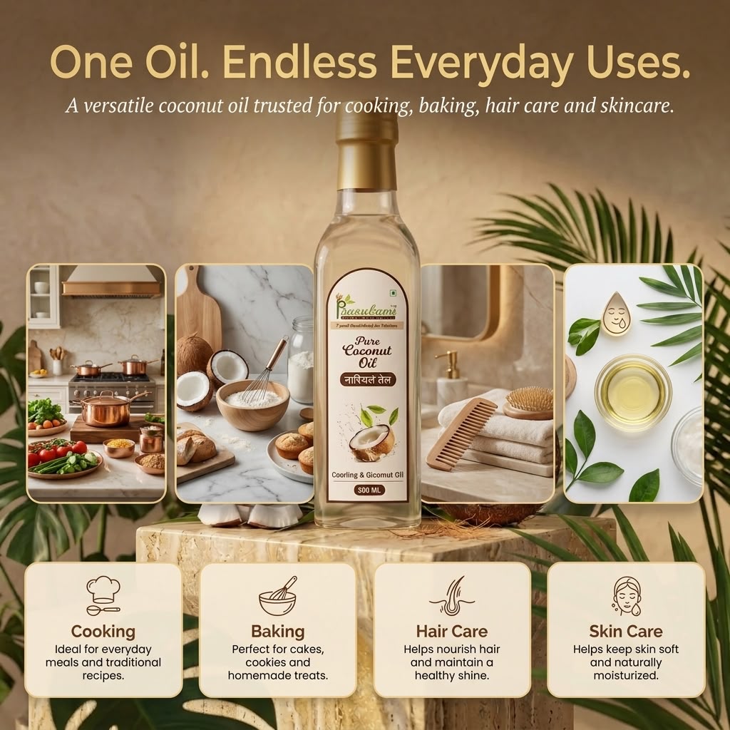 Prasukam Pure Coconut Oil 500ML (Cold Pressed+Single Pressed) 500 ML