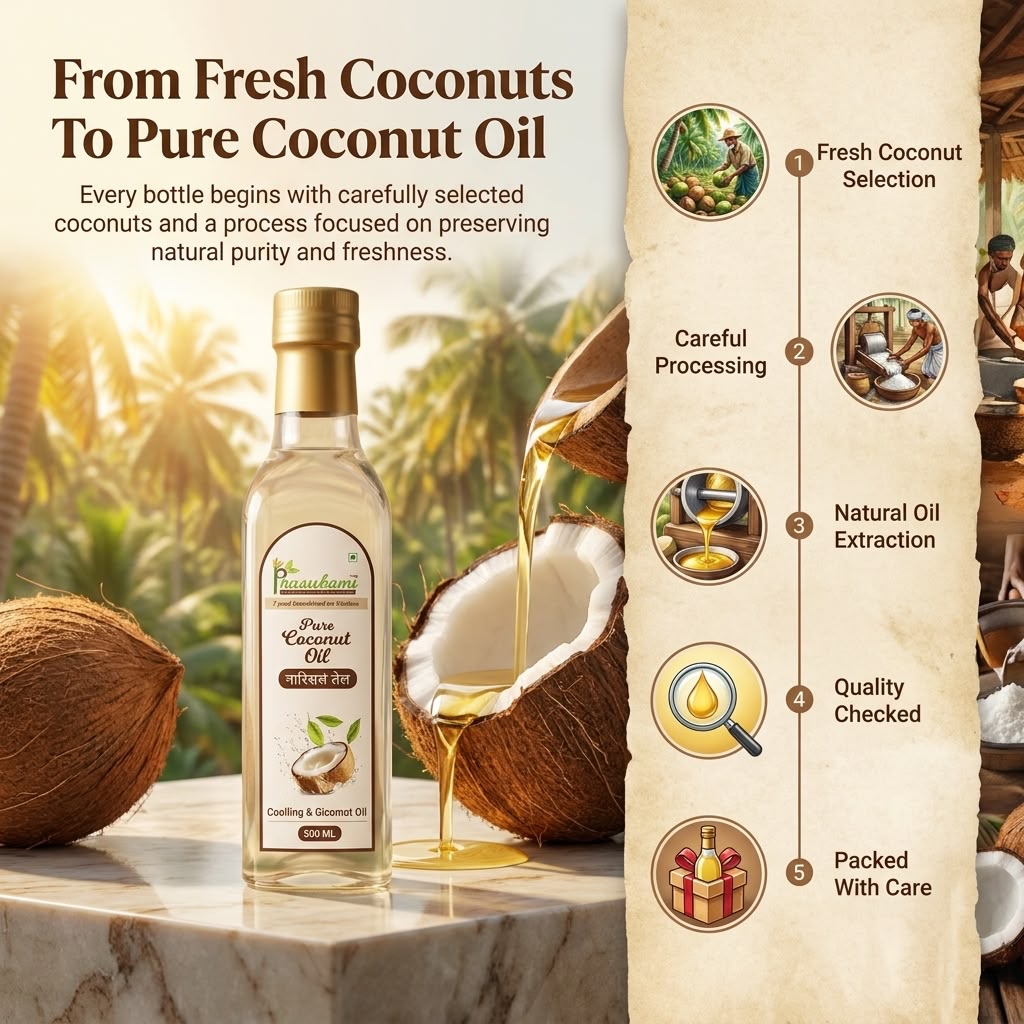Prasukam Pure Coconut Oil 500ML (Cold Pressed+Single Pressed) 500 ML